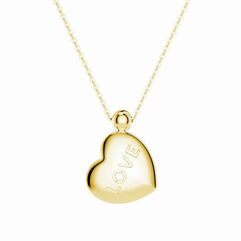 Dazzling Sparkle Gleaming Touch Double Side Engraved "Love" Heart Necklace