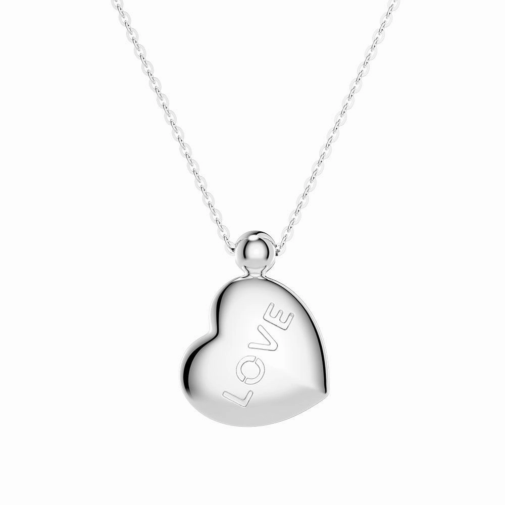 Classic Finish Double Side Engraved "Love" Heart Necklace