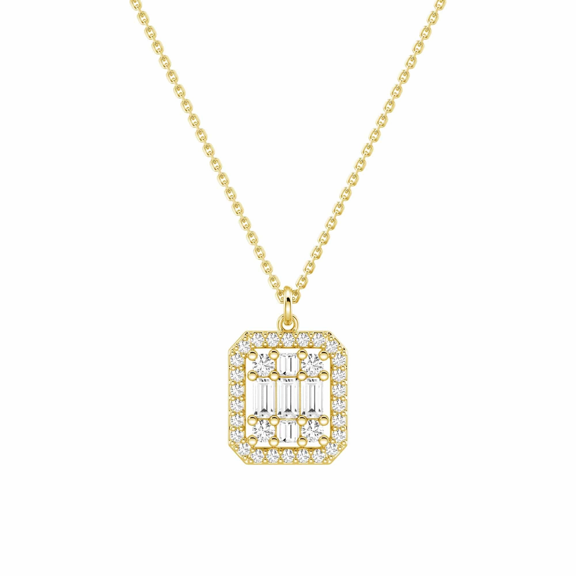 Infinity Halo Lab Grown Diamond Rectangular Cluster Necklace Refined Choice Handcrafted Finish