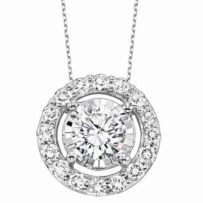 Tru-Reflections Round Halo Diamond Pendant .33 Cttw Minimal Spark