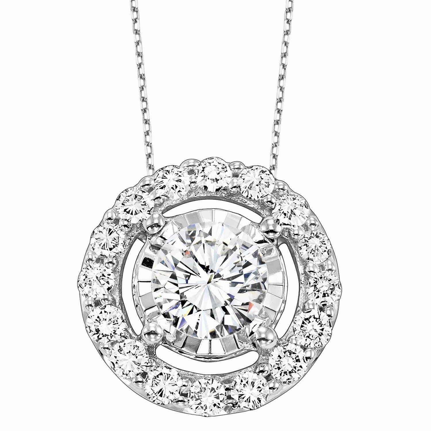 Tru-Reflections Round Halo Diamond Pendant .33 Cttw Youth Style
