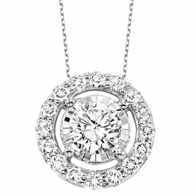 True Reflections Halo Diamond Necklace 1/2Cttw 14K White Gold Lustrous Design Office Style