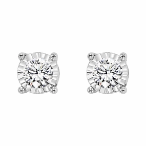 Classic Design Stylish Aesthetic True Reflections Illusion Diamond Stud Earrings 1/10Cttw