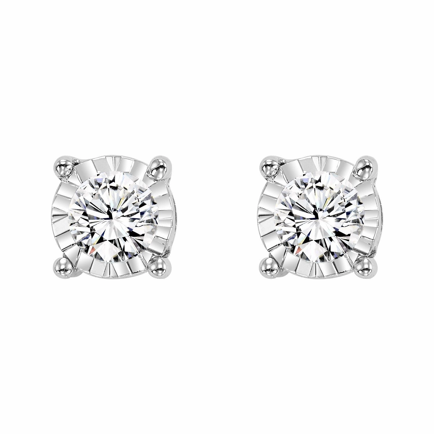 Bold Option Shiny Accent True Reflections Illusion Diamond Stud Earrings 1/2Cttw
