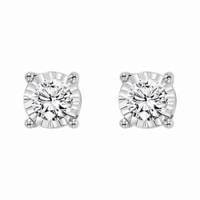 Bold Option Shiny Accent True Reflections Illusion Diamond Stud Earrings 1/2Cttw