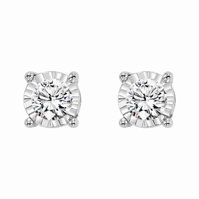 True Reflections Illusion Diamond Stud Earrings 1/4Cttw Office Item