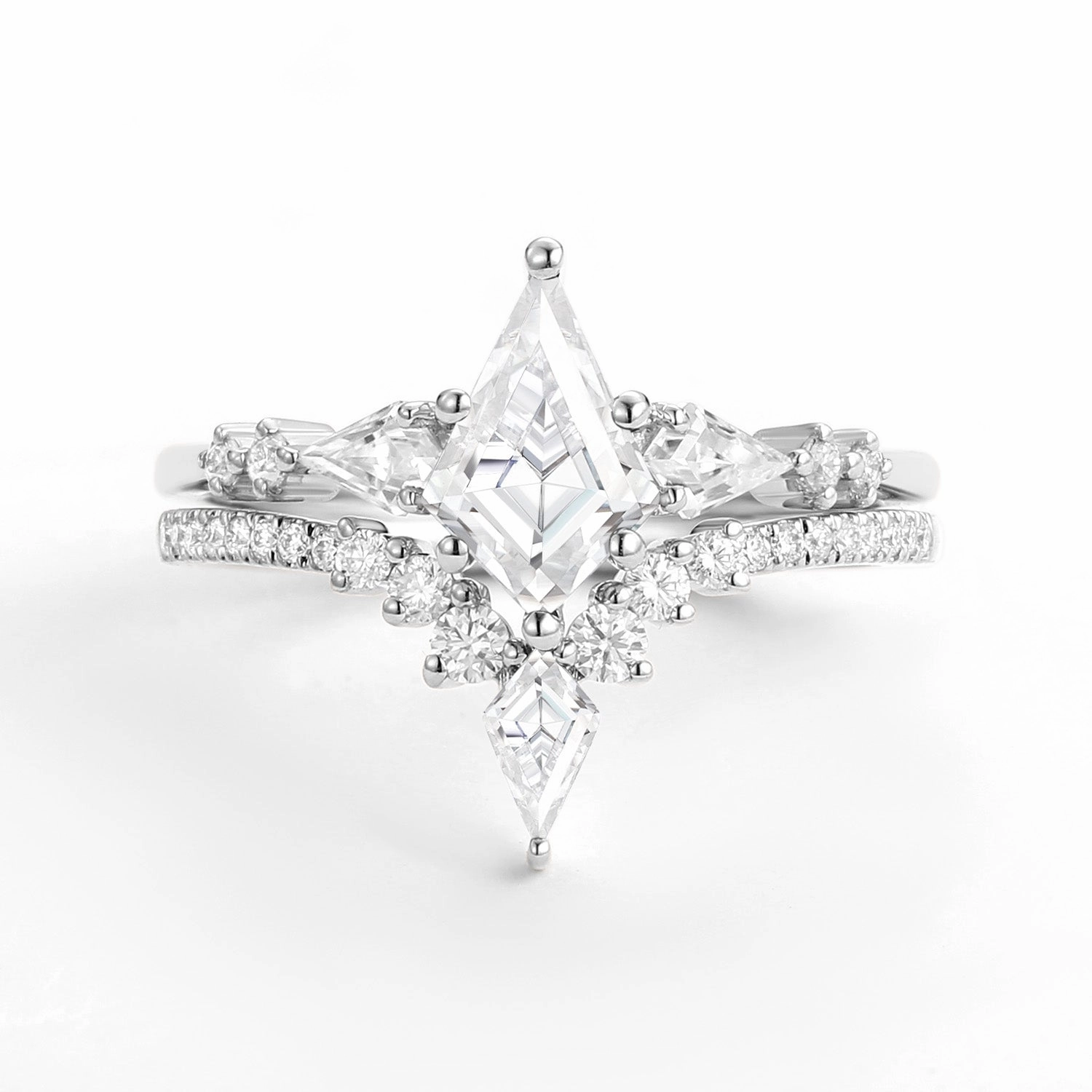 Twin Flames - Women Kite Moissanite Wedding Ring Sets 2pcs Festival Outfit