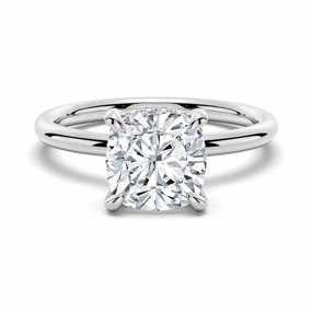 Graceful Beauty Timeless Layer Cushion Cut Solitaire Moissanite Engagement Ring With Hidden Halo