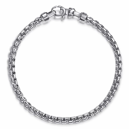 All Season Bridesmaid Gift Sterling Silver Solid Mens Round Box Chain Bracelet