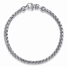 All Season Bridesmaid Gift Sterling Silver Solid Mens Round Box Chain Bracelet