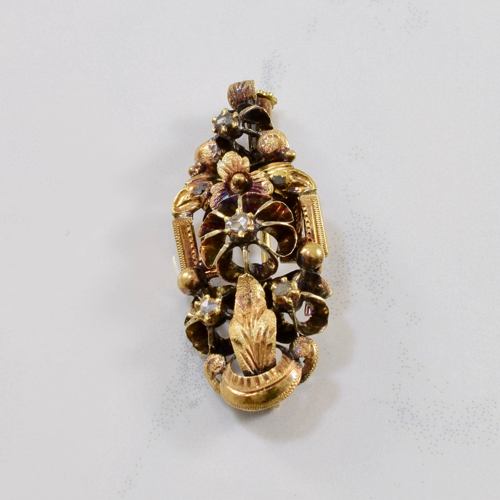 Refined Craftwork Seasonal Trend Victorian Era Rose Cut Diamond Brooch | 0.10ctw |