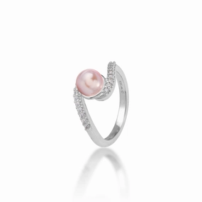 Pick A Pearl Ring in Sterling Silver with Cubic Zirconia Impeccable Form Vibrant Glam