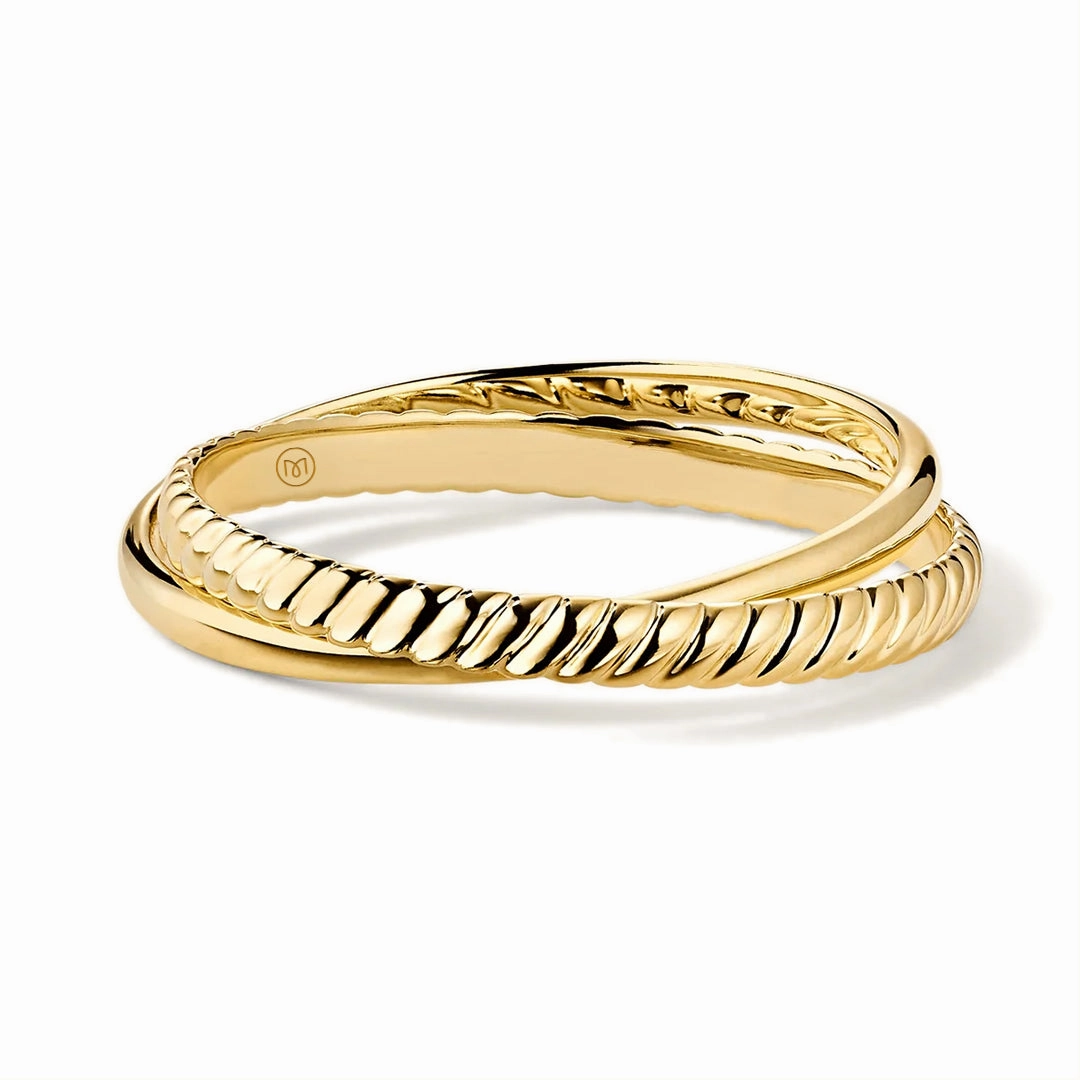 Twisted Double Band Ring Rope and Smooth Crossover Alluring Shine