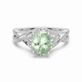 Soft Glimmer Polished Edge Twisted Halo Mint-Green Sapphire Ring with Milgrain Accents