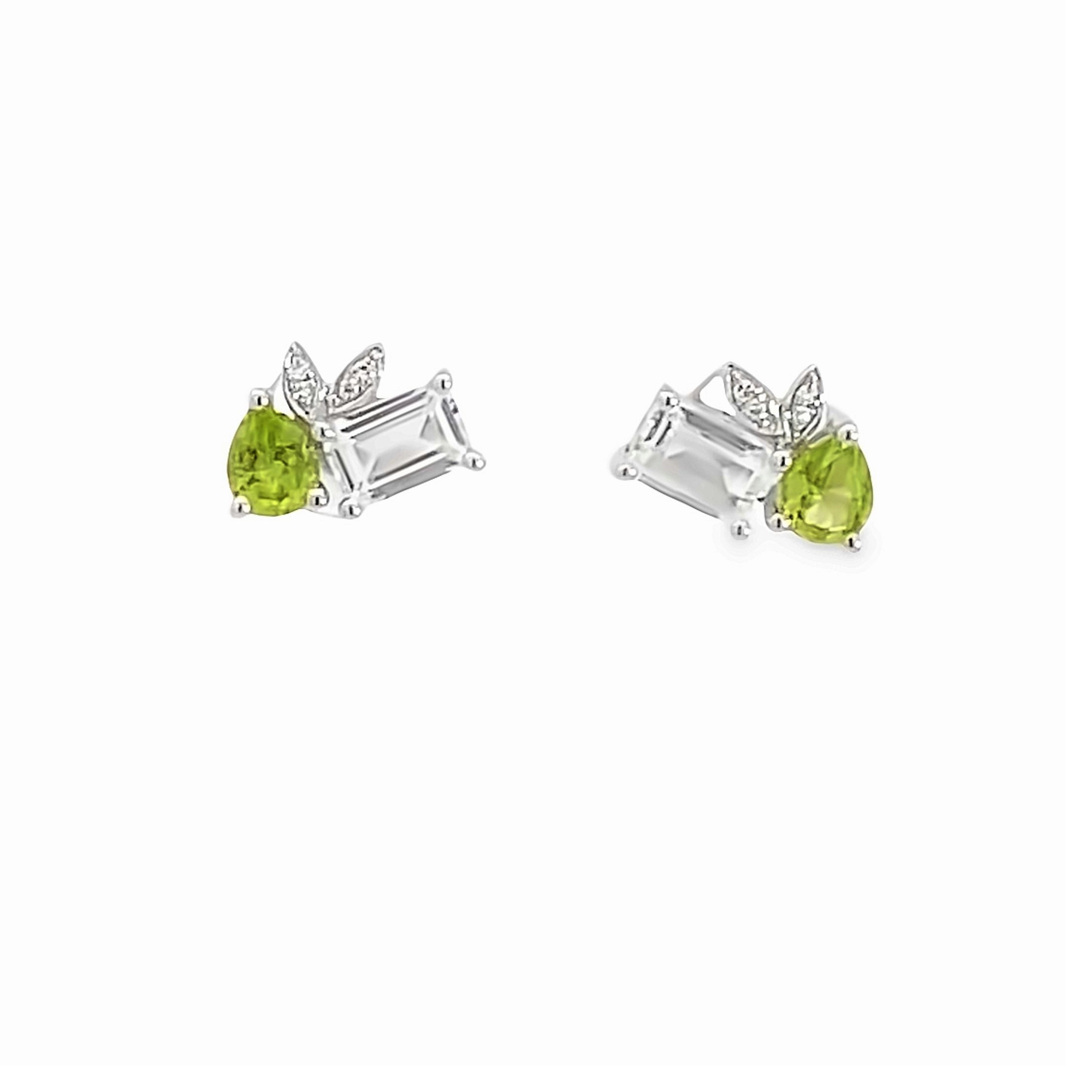 Polished Element Glam Lookbook Two-Stone Peridot and White Topaz Diamond Earrings