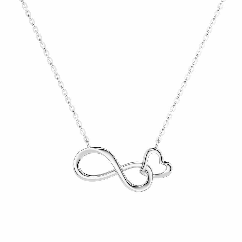 Two Tone "Infinite Love" Heart Link Infinity Necklace Artful Feature Gifting Ready