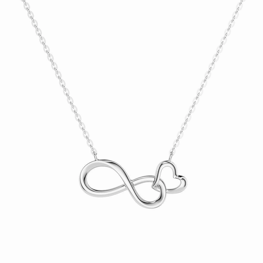 Shimmering Design Two Tone "Infinite Love" Heart Link Infinity Necklace
