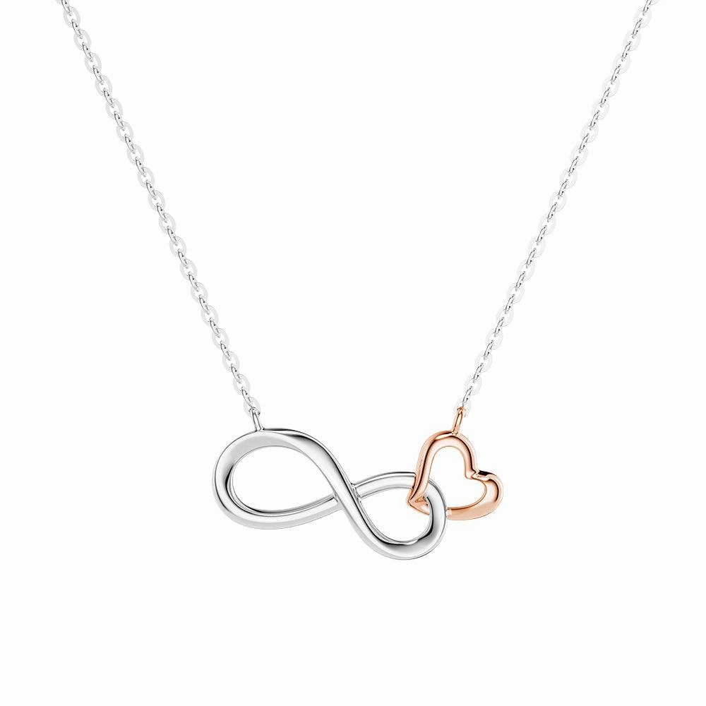 Two Tone "Infinite Love" Heart Link Infinity Necklace Daily Details
