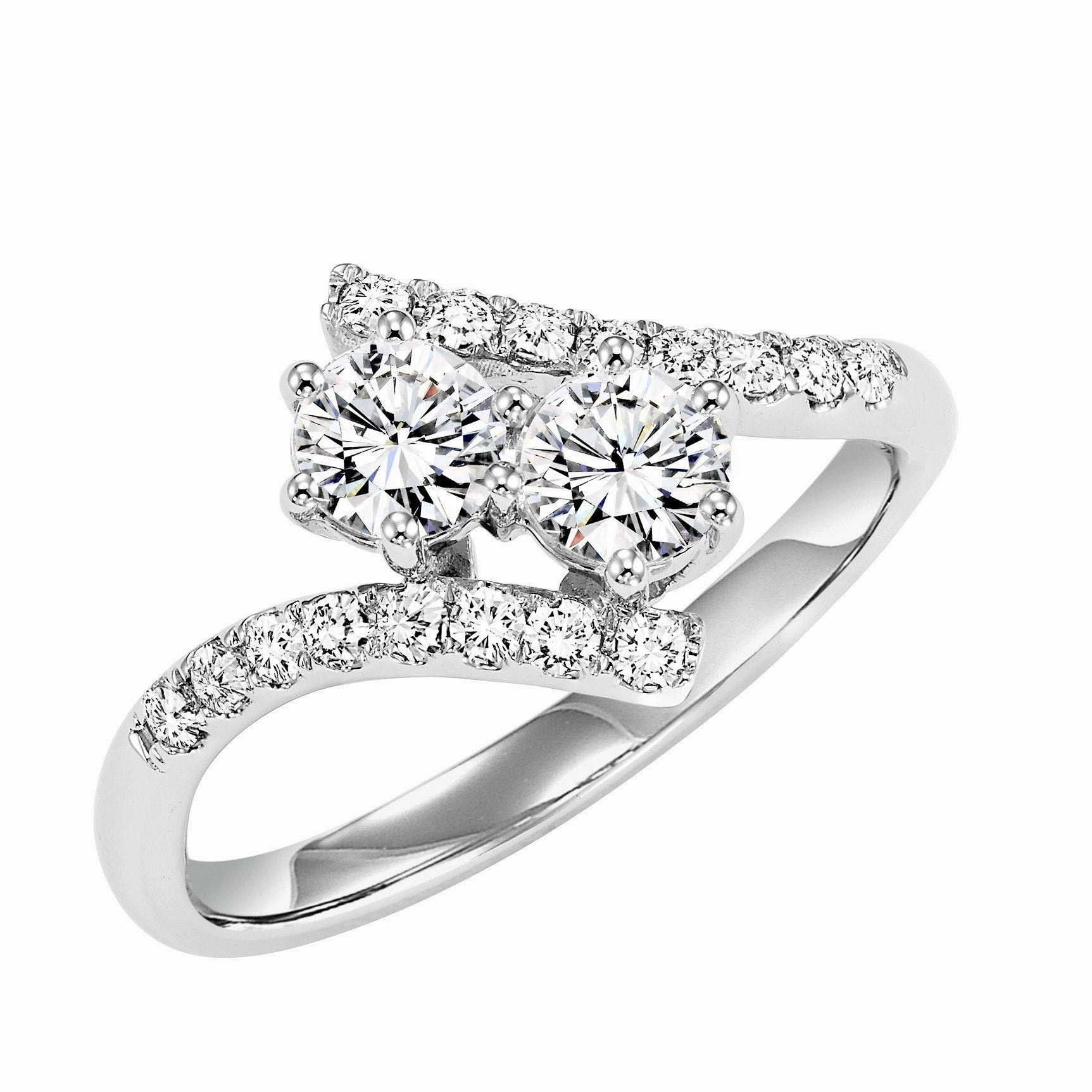 Twogether 2-Stone Bypass Diamond Ring 1 Cttw 14K White Gold Soft Geometry Seasonal Match