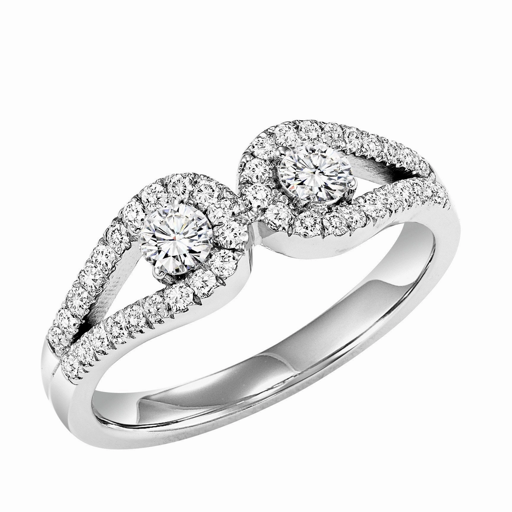 Twogether 2-Stone Looped Diamond Ring 1/2 Cttw 14K Gold Holiday Glow