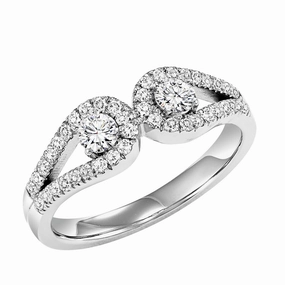 Twogether 2-Stone Looped Diamond Ring 1/2 Cttw 14K Gold Holiday Glow