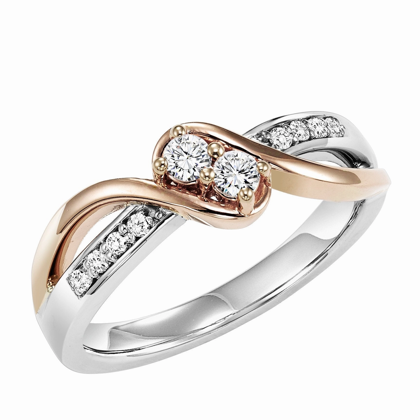 Impressive Accent Twogether 2-Stone Plus Gold Diamond Ring 1/4 Cttw 14K Gold