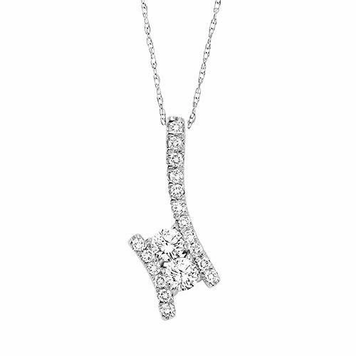 Light Touch Luxury Ready Twogether Sterling Silver Diamond Necklace 1/4 Cttw