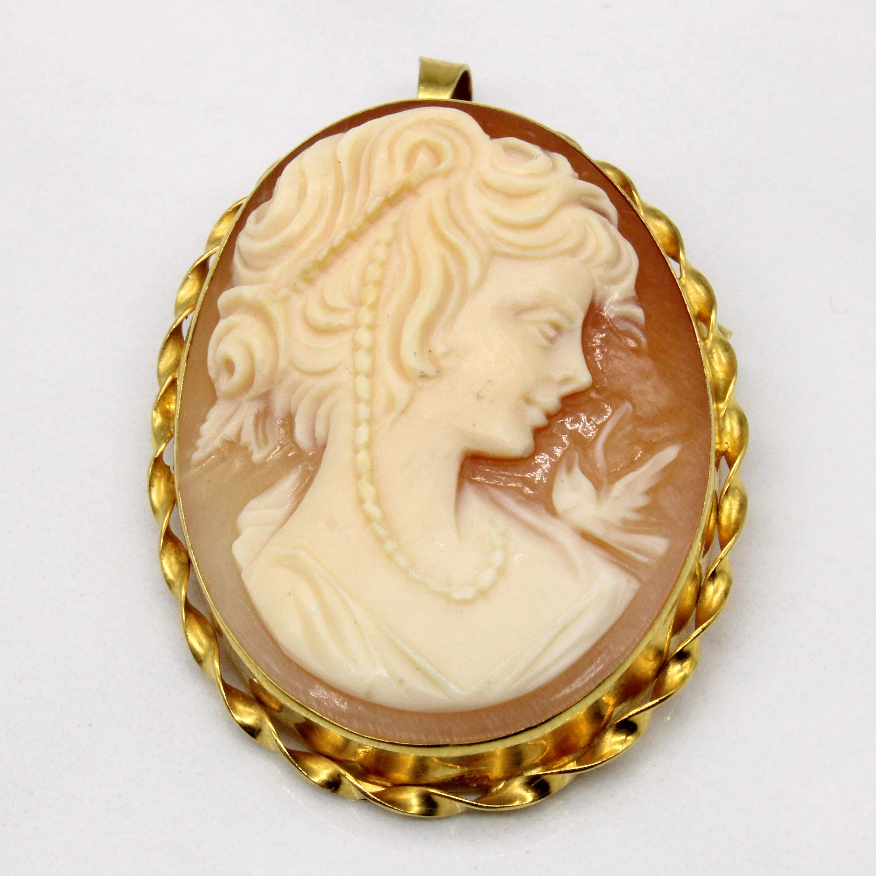 Neutral palette Sea Shell Cameo Pendant & Brooch | 15.00ct |