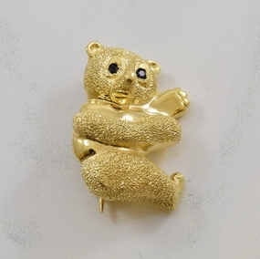 Blue Sapphire Climbing Panda Brooch | 0.04ctw | Stylish Gift Lustrous Finish