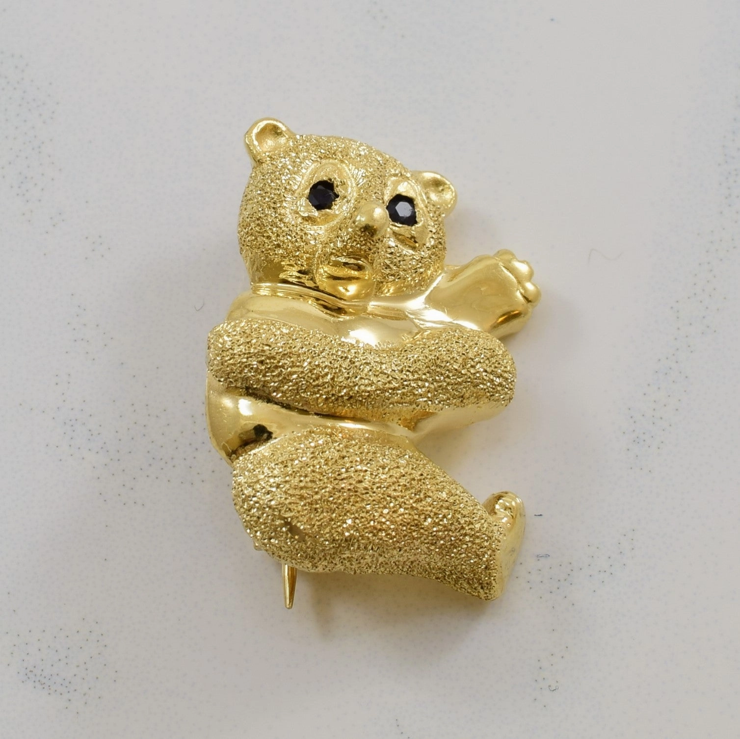 Blue Sapphire Climbing Panda Brooch | 0.04ctw | Stylish Gift Lustrous Finish