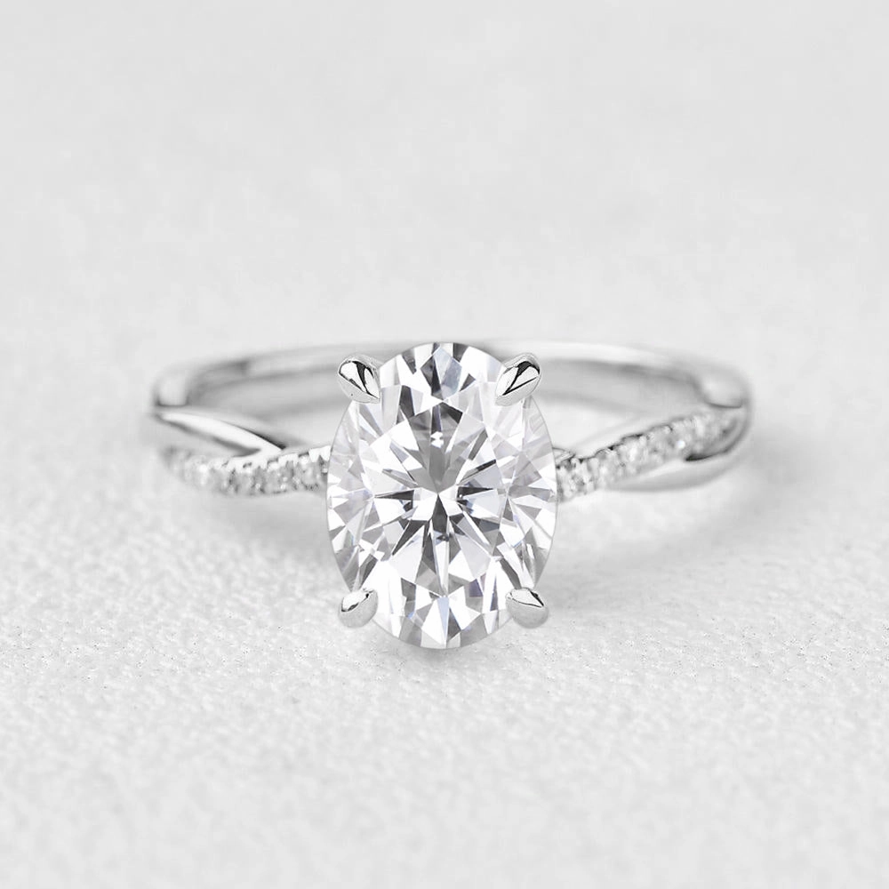 Date Look 1.5ct Oval Moissanite Infinity Solitaire Ring