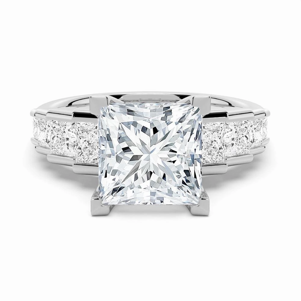 Creative Form Classic Sparkle Unique Cinderella Staircase Princess Cut Moissanite Engagement Ring
