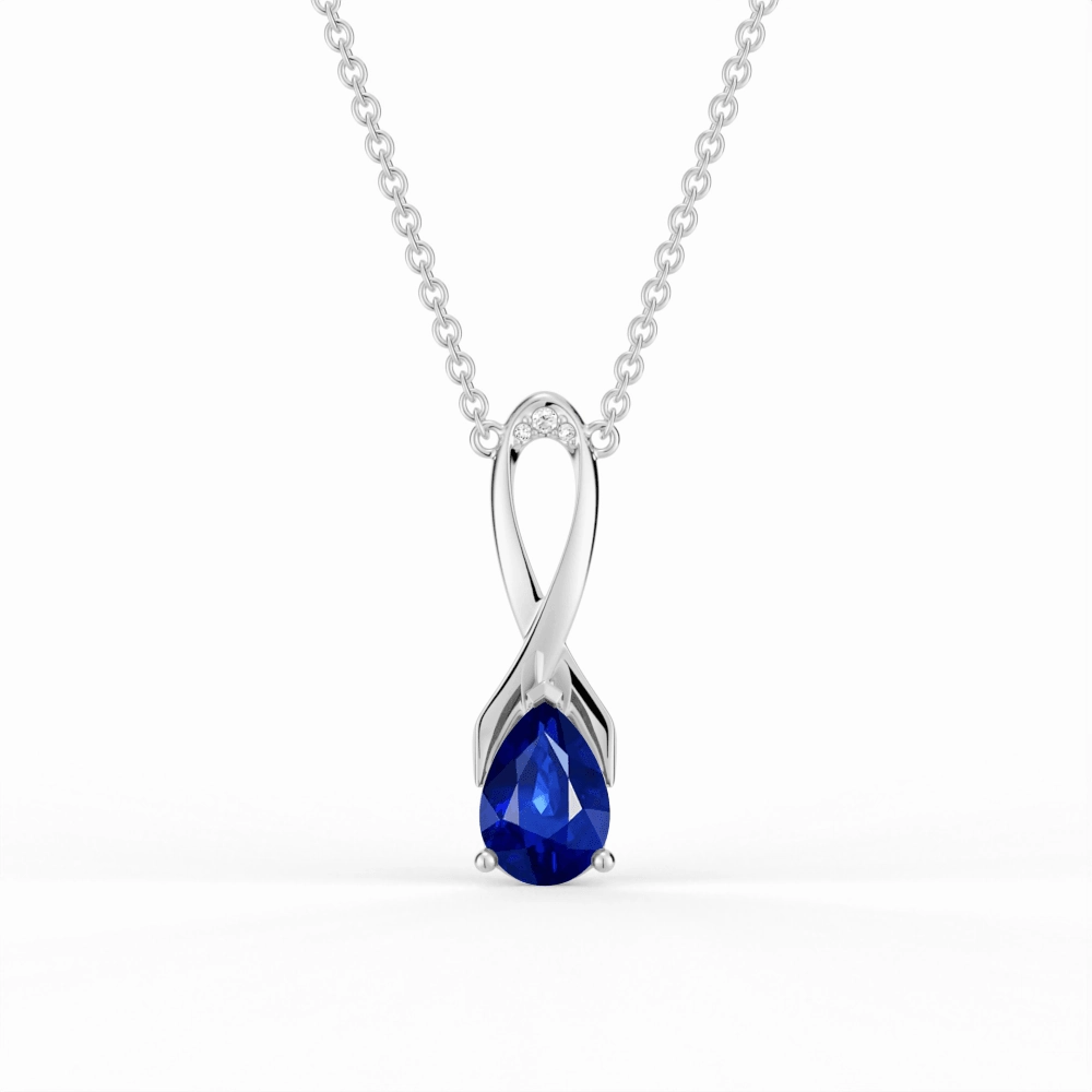 "Blue For Pink" Sapphire Necklace With Ribbon Refined Choice Glamorous Shine