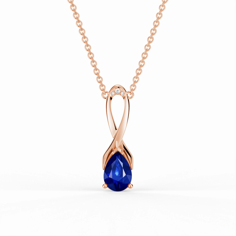 "Blue For Pink" Sapphire Necklace With Ribbon Daytime Look