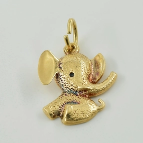 Work Ready Stylish Sparkle 10k Yellow Gold Elephant Charm |
