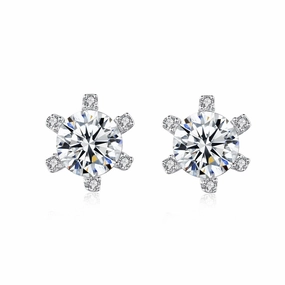 1 Carat Moissanite 6-Prong Stud Earrings in 925 Sterling Silver muted tone