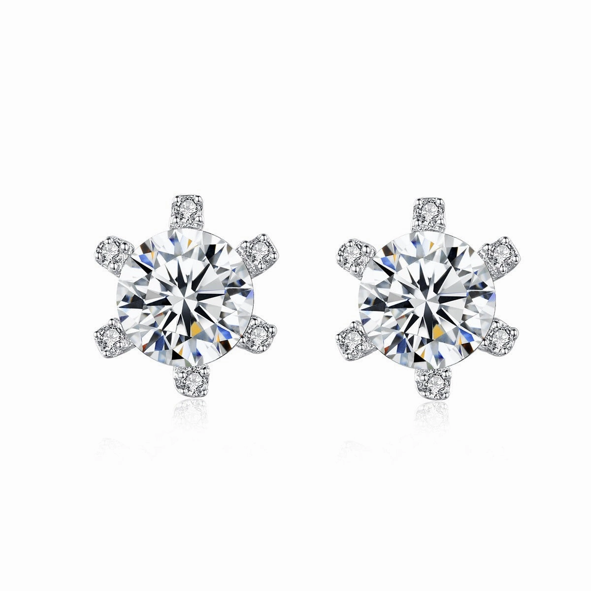 1 Carat Moissanite 6-Prong Stud Earrings in 925 Sterling Silver muted tone