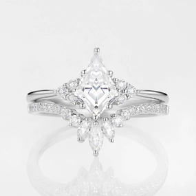 Vibrant Piece Timeless Grace Unique Moissanite Engagement Ring Set 2pcs - Lydia