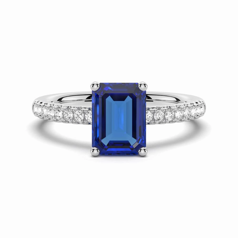 2 CT. Petite Trellis Lab Grown Sapphire Gemstone Ring Luxe Detail
