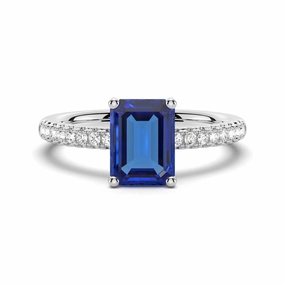 2 CT. Petite Trellis Lab Grown Sapphire Gemstone Ring Luxe Detail