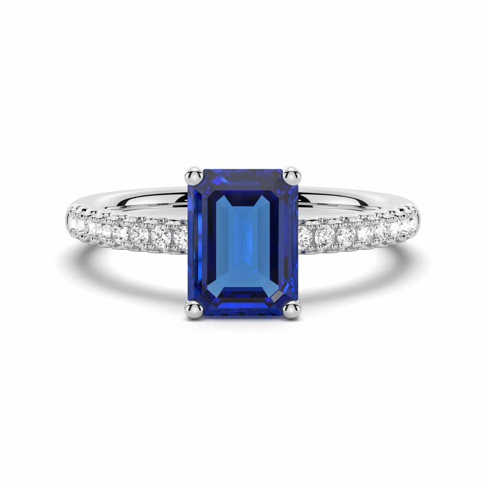 Radiant Touch Soft Finish 2 CT. Petite Trellis Lab Grown Sapphire Gemstone Ring