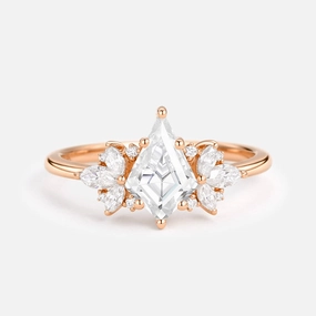 Unique Rose Gold Moissanite Kite Cut Engagement Ring Glamorous Glow Vibrant Spark