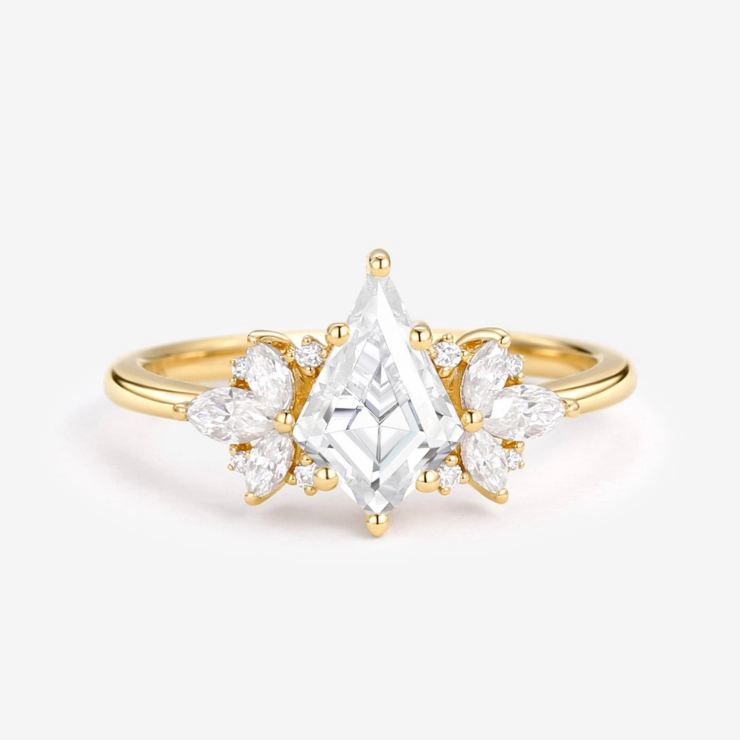 Luxury Glow Personal Touch Unique Rose Gold Moissanite Kite Cut Engagement Ring