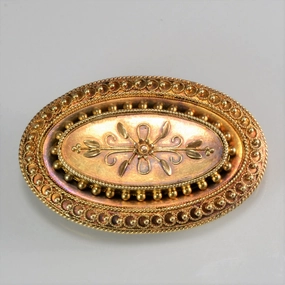 Refined Craftwork Etruscan Revival Filigree Brooch |