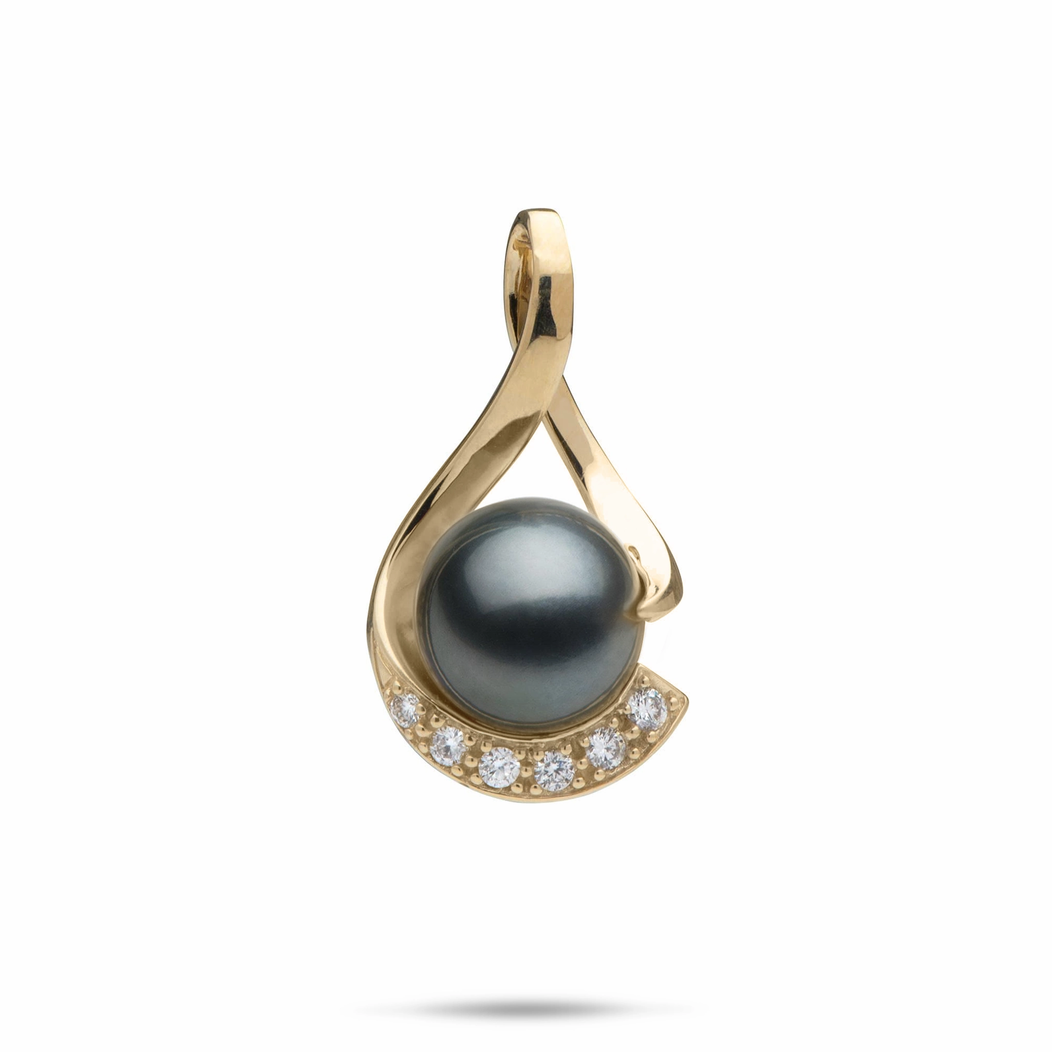 Tahitian Black Pearl Infinity Pendant in Gold with Diamonds - 11-12mm Chic Touch