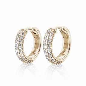 Round Three Row Pave Hoop Earrings Pav?? Moissanite Hoop Earrings Crisp Sparkle