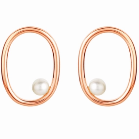 Versatile Fit Freshwater Cultured Pearl Gravity Circle Earrings in Sterling Silver