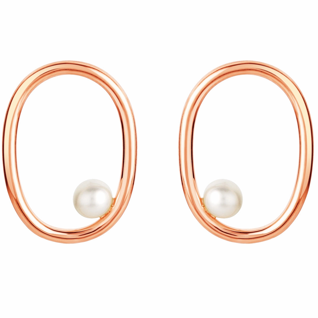 Versatile Fit Freshwater Cultured Pearl Gravity Circle Earrings in Sterling Silver