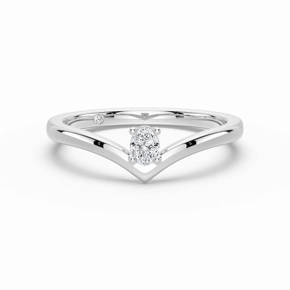 V Shaped Oval Lab Grown Diamond Solitaire Ring Trendy Detail Everyday Fashion