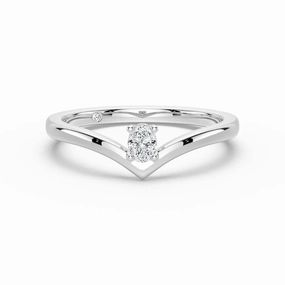 V Shaped Oval Lab Grown Diamond Solitaire Ring Handcrafted Form